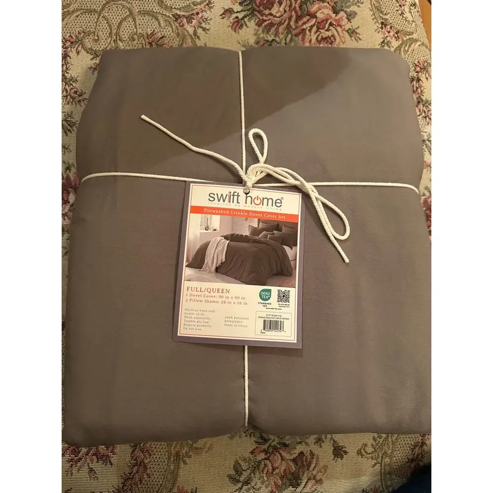Swift Hone Microfiber Washed Crinkle Duvet Cover Full-Queen
